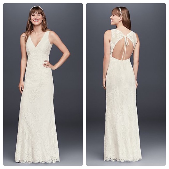 Galina Floral Lace Wedding Dress Open Back White Size 6